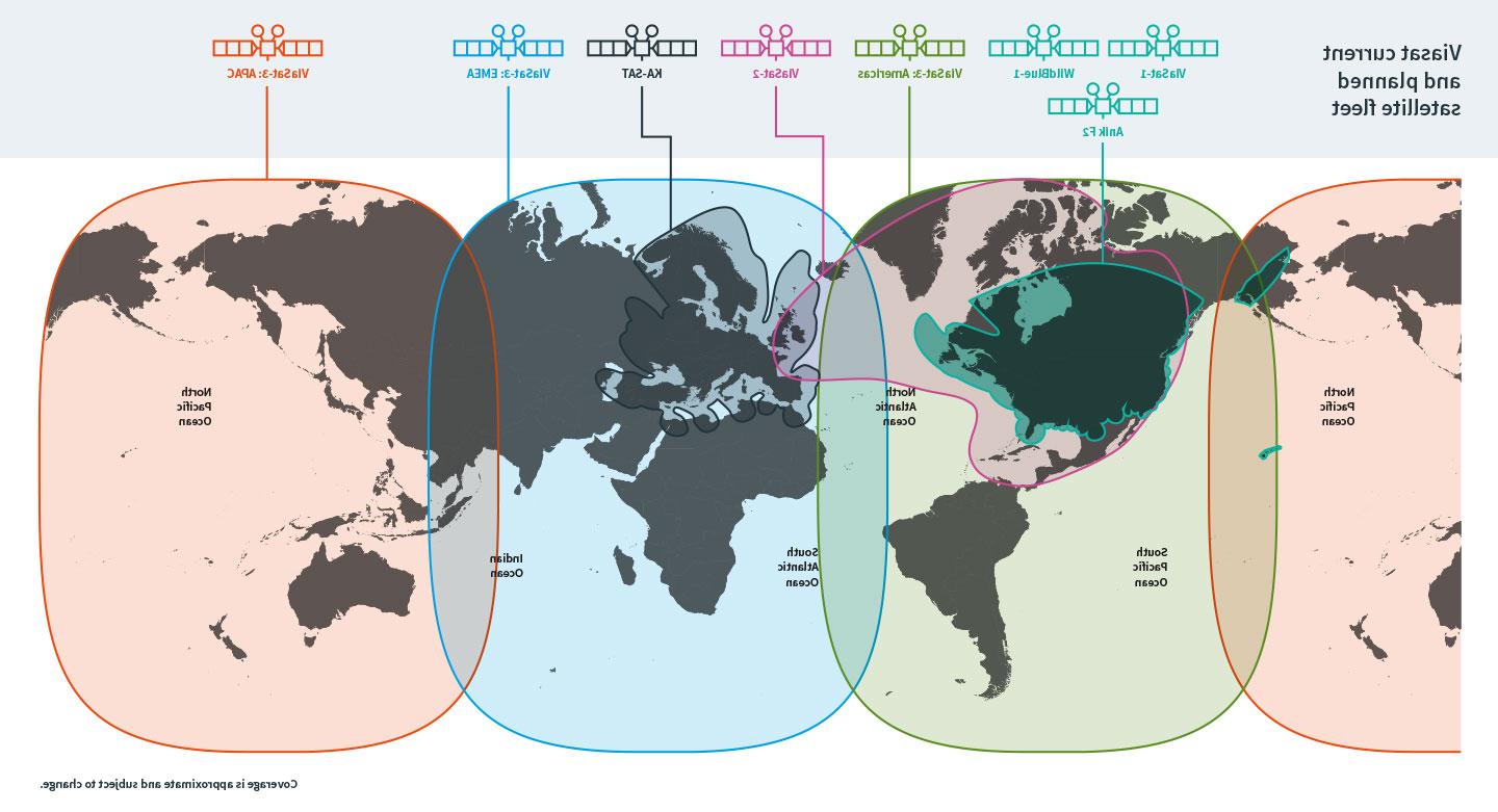 Viasat's global satellite coverage map